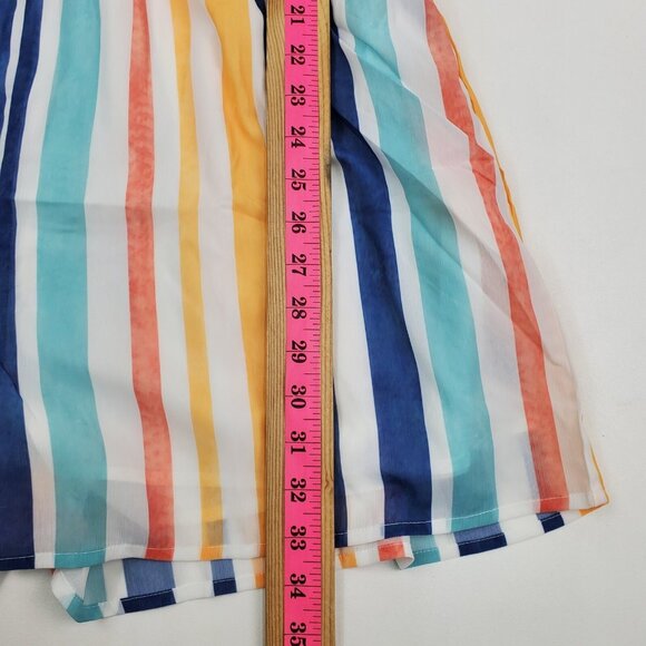 Womens XL Striped Summer Romper Multicolor V-Neck Casual Short Sleeve Pockets - Picture 11 of 12
